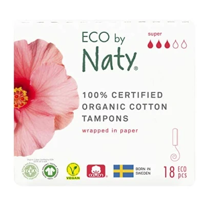 Immagine di Eco By Naty, assorbenti Interni digitale, Super, 18 interni. Realizzati con fibre vegetali e vegani. 0% di plastica.