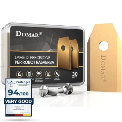 Immagine di Domar lame per tagliaerba robotizzati durevoli, viti incluse robot compatibile con Husqvarna Automower, Gardena, Yardforce 30 lama ricambio tosaerba