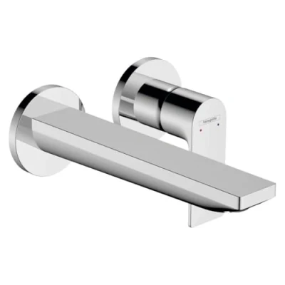 Immagine di hansgrohe Rebris e miscelatore da incasso per lavabo, rubinetto lavabo bagno montaggio a parete con bocca di erogazione 20,5 cm scarico non bloccabile, risparmio idrico, cromo