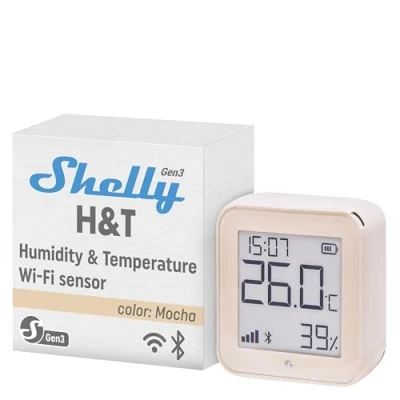 Immagine di Shelly Plus H&amp;T Gen. 3 Mocha Sensore di temperatura e umidità senza fili Bluetooth, Wi Fi