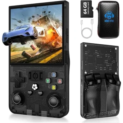 Immagine di Générique R36S Max, console di gioco portatile, sistema Linux open source, scheda TF da 64 GB, 15.000 giochi retrò, schermo IPS 4 pollici