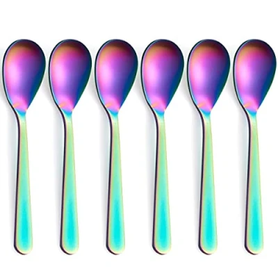Immagine di FULLYWARE Set di 6 cucchiaini da caffè in acciaio INOX satinato, con finitura satinata, zucchero, 11,9 cm