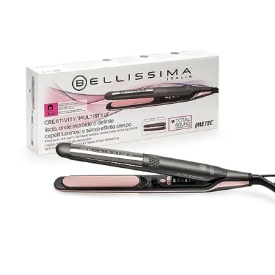 Immagine di Bellissima Imetec Creativity Multistyle, Piastra per Capelli Lisci o Mossi, Rivestimento ceramica, Particelle Diamante, Cheratina, Piastre Flessibili e Calde Anche Esternamente, 5 temperature