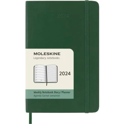 Immagine di Moleskine Agenda Settimanale con Spazio per Note 12 Mesi 2024, Formato Pocket 9x14, Copertina Morbida e Chiusura Elastica, Colore Verde Mirto