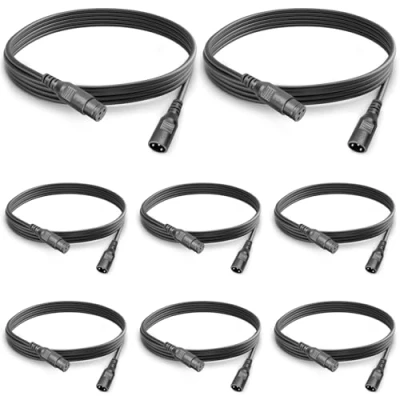 Immagine di 8Pack Cavo Dmx Luci 3 Pin Xlr 2m Cannon Cavi, Cavi per Palco Cable Connettori Maschio e Femmina, Segnale Poli a Teste Mobili o Par LED Console