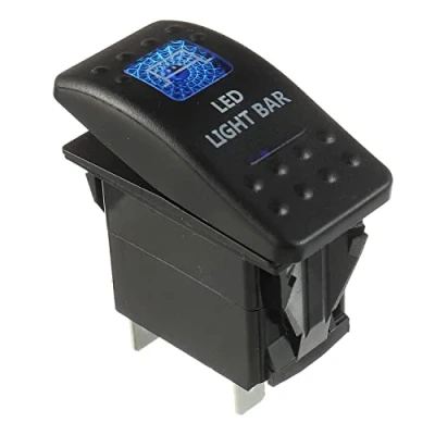 Immagine di HUAREW 12V Interruttori Basculanti, 5 pin Interruttore a Levetta,Interruttore Elettrico LED Blu Illuminato, per Auto, Cruscotti, Luci(Bar switch)