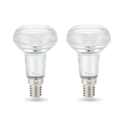 Immagine di Amazon Basics, Lampadina riflettore LED E14 R50, con attacco a vite Edison piccolo, decorativa, 2.8 W, bianco caldo, non dimmerabile, in confezione da 2
