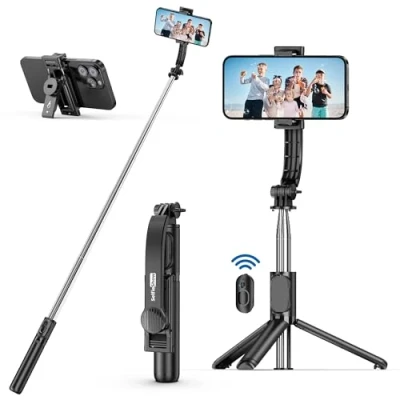 Immagine di SelfieShow Bastone Selfie per Iphone, 101cm Estensibile Stick Monopiede 4 in 1 Asta Treppiede con Telecomando Wireless Rimovibile iPhone Samsung Huawei Smartphone