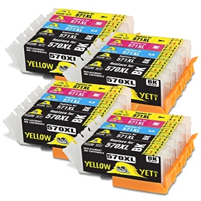 Immagine di Yellow Yeti Sostituzione per Canon PGI 570XL CLI 571XL 20 Cartucce d&#039;Inchiostro compatibili con Pixma TS5050 MG5750 MG5751 TS6050 MG6850 MG6851 TS5051 (PGBK/Noir/Cyan/Magenta/Jaune, Pack)