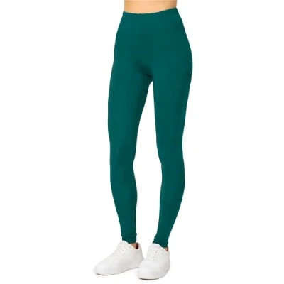 Immagine di Merry Style Leggings Lunghi Donna in Viscosa con Elastan Ampia Pantaloni Banda Elastica Leggins per Casa Palestra Tempo Libero MS10 143 (Verde Smeraldo, S)