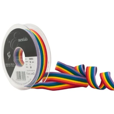 Immagine di Berisfords Nastro Righe Arcobaleno 15 mm, Multicolore