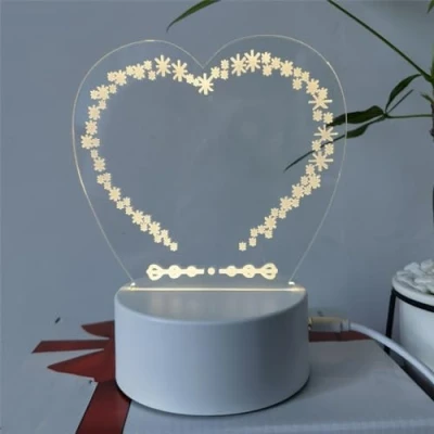 Immagine di HADAVAKA Lavagna per Appunti Trasparente con Luce Notturna, in Acrilico, Luminosa Cancellare A Secco, Messaggi LED, 1 Penna (Heart)