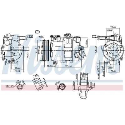 Immagine di NISSENS 890620 Compressore Aria Condizionata 6SAS14C 12 PAG 46 R 134a AUDI: A6 C7 Avant