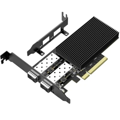 Immagine di Scheda di Rete PCIe SFP+ 10Gb con Doppia Porta 10 Gbps, Chip 82599(X520 DA2), Adattatore LAN Ethernet VIMIN 10G Supporta Windows 7/8/10/11/Linux/VMware, Compatibile PCI Express X8 e X16