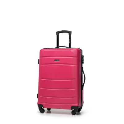 Immagine di WITTCHEN Valigia Media Trolley Rigida in ABS Bagaglio Valigie con 4 Ruote Serratura a combinazione Maniglia telescopica Globe Line rosa