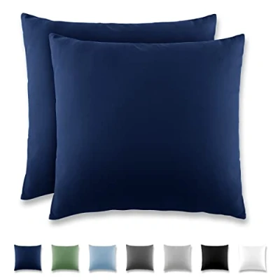 Immagine di REDKEY Coppia di Federe 40 x cm, Set 2 Tessuti per Cuscino Letto, con Coperchio Ribaltabile (senza Cerniera), 100% Microfibra è morbida e traspirante，Blu scuro