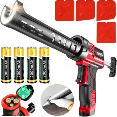 Immagine di DELPHI Pressa Per Cartucce a 4x Batteria AA 330 600ml Elettrica con LED in Silicone, Acrilico, Resina, Sigillatura Colla, Pistola Professionale Silicone