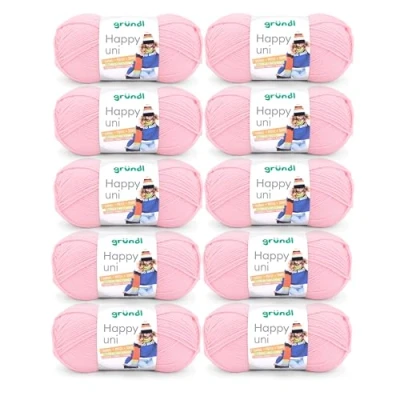 Immagine di Gründl Happy Uni (Filato per Maglieria e Uncinetto con Carattere Simile alla Lana in 100% poliacrilico, Anti Pilling, 100 g / 250 m, Dimensioni dell&#039;ago: 4 5, 10 x g), Rosa