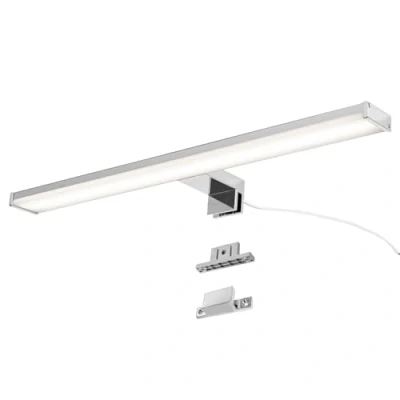 Immagine di Alpinaluz Applique LED per Specchio Bagno Luce Bianca Neutra 4000K IP44 Struttura in Alluminio e Policarbonato Cromato Montaggio su Specchio, Parete o Mobile (50cm 12W)