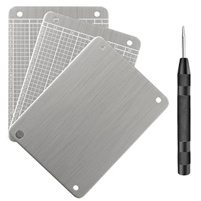 Immagine di GanKe Crypto Wallet Steel Bitcoin Wallet, Cryptocurrency Backup, Seed Storage Compatible with All BIP39 Hardware (3 Plates), argento_3 piastre
