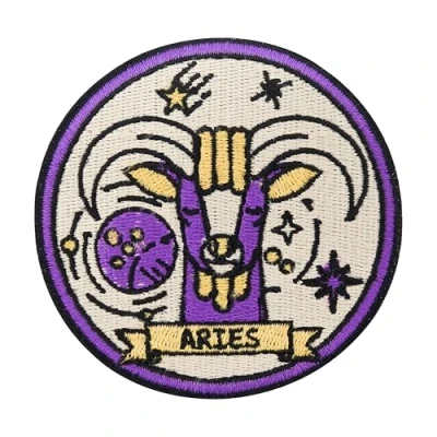 Immagine di Finally Home Toppa termoadesiva Segno zodiacale Ariete Ariane Patch astrologiche con stelle di luna