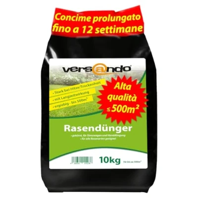 Immagine di versando 10 kg di concime prolongado per prato fino a 500 m²: apporto nutritivo perfetto, effetto prolungato 12 settimane, ideale un fitto e verde qualità premium