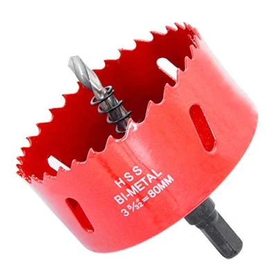 Immagine di Bi Metal Hole Saw Drill Bit HSS Cutter with Arbor for Wood and LAIWEI (3 5/32&quot;(80mm))