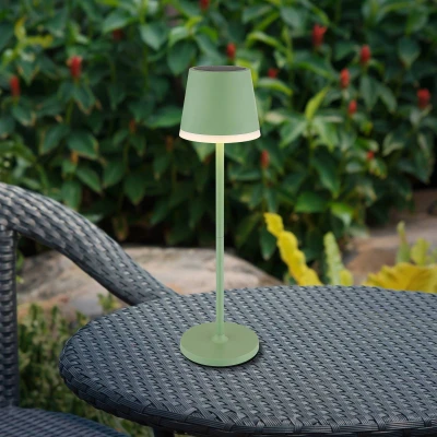 Immagine di Globo Lampada LED solare in metallo, verde chiaro, altezza 41 cm, IP44