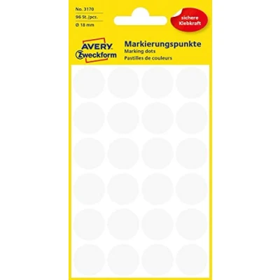 Immagine di Avery Zweckform 3170 Etichetta di identificazione A forma bollino Ø 18 mm Bianco 96 pz. tenuta permanente Carta