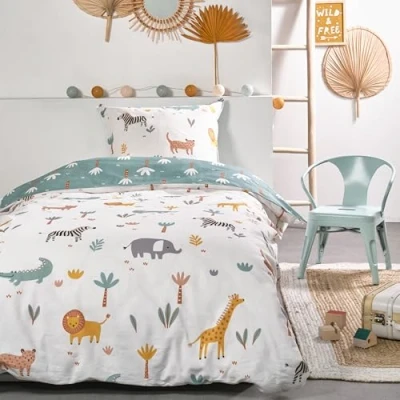 Immagine di Familando Set di biancheria da letto per ragazzi e ragazze, 135 x 200 cm, 80 graziosa bambini in 100% cotone, con chiusura lampo diversi motivi