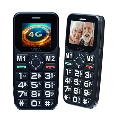 Immagine di VOCA Telefono Big Button 4G per anziani LTE sbloccato Volume amplificato Pulsante SOS Chiamata rapida Numero grande sul display Lunga durata V141 (Nero)