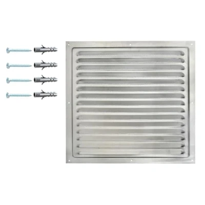 Immagine di Griglia di Ventilazione in Alluminio Anodizzato con Rete Protettiva Presa d&#039;Aria Interna/Esterna Metallo Resistente agli Insetti Aerazione per Pareti e Soffitti. (30 x 30 cm)