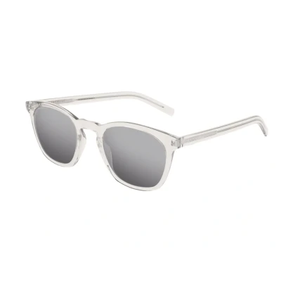 Immagine di SAINT LAURENT Unisex SL 28 SLIM 006 Occhiali da sole Acetato Beige Argento Squadrata Normale Specchiato