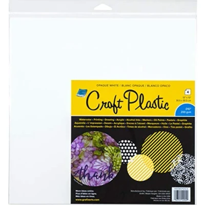 Immagine di Grafix Craft Fogli di plastica, 30,5 x cm, 4/Pkg bianco opaco .010, multi, 12 pollici