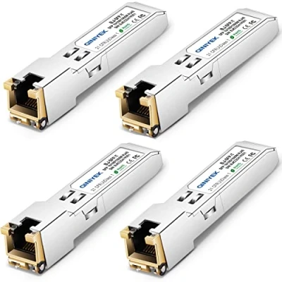 Immagine di QINIYEK 1.25G SFP T, 10/100/1000BASE T RJ45 in rame per Cisco GLC T/SFP GE T/GLC TA, Mikrotik SRJ01, Supermicro, fino a 100 m (confezione da 4)