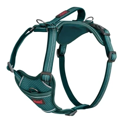 Immagine di HALTI Anatomy Pettorina per cani con manico, offre al tuo cane libertà di movimento camminare comodamente. 3 punti attacco, imbottita in neoprene, regolabile e riflettente (taglia XL, verde
