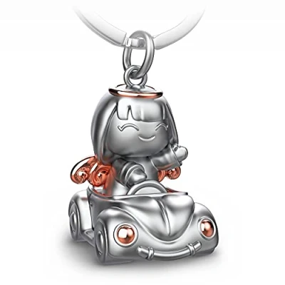 Immagine di FABACH portachiavi con angelo custode Carla in auto grazioso ciondolo a forma di metallo regalo portafortuna patente guida attenzione, oro rosa