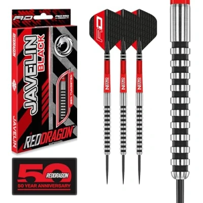 Immagine di RED DRAGON Set di Freccette Javelin Black in tungsteno da 22 g con Alette e aste