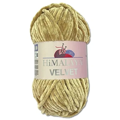 Immagine di Wohnkult Himalaya Gomitolo di lana Velvet Dolphin, soffice ciniglia, 100 g, per accessori, indumenti e coperte, 40 colori a scelta (90017 sabbia)