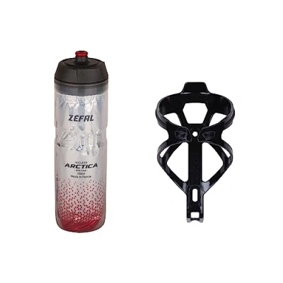 Immagine di ZEFAL Pack Arctica 75 Argento/Rosso e Pulse B2 Nero Confezione di idratazione con borraccia isolata portaborraccia Porta per bicicletta Bottiglia Bici 146 g