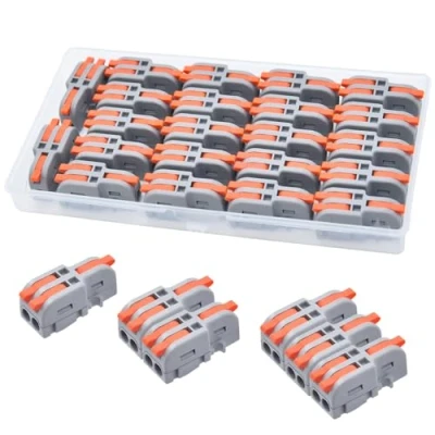 Immagine di XALXMAW 22 Pezzi Morsettiere Elettriche, Terminali 1 Filo 2 Entrate, Connettori Elettrici Rapidi e Compatto Con Leva, [0,2 4mm²]