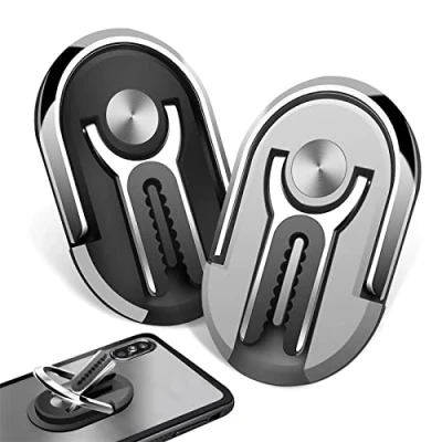 Immagine di 2 Pezzi Porta Cellulare da Auto, Anello Adesivo, 360 Gradi di Rotazione Durevole, Smartphone Supporto Universale (Nero + Argento)