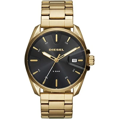 Immagine di Diesel Orologio Ms9 da uomo, movimento a tre lancette con data, cassa in acciaio inossidabile dorata 44 mm e bracciale inossidabile, DZ1865