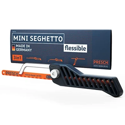 Immagine di Presch Mini Seghetto per Metallo flessibile 300mm a mano 3 in 1 con lama Impugnatura regolabile Piccola sega ferro ad arco