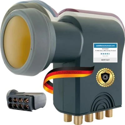 Immagine di SCHWAIGER 717402 Octo LNB Low Noise Blockconverter Sun Protect digitale resistente al calore Calotta Accessori per parabole satellitari connessione diretta protezione dalle intemperie