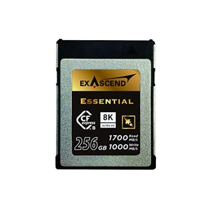 Immagine di Exascend Scheda CFexpress Essential 256G/512G/1TB di tipo B, fino a 1.700MB/s, compatibile con Canon, Nikon, Panasonic e altre fotocamere.