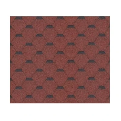 Immagine di Set di tegole bituminose Hexagonal Rock H336RED, copertura bituminosa colore rosso Timbela M336 per casetta da giardino