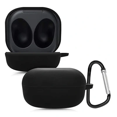 Immagine di kwmobile Custodia Silicone Cuffie Compatibile con Samsung Galaxy Buds 2 Pro/Buds / Live Cover Porta Auricolari Moschettone Case nero