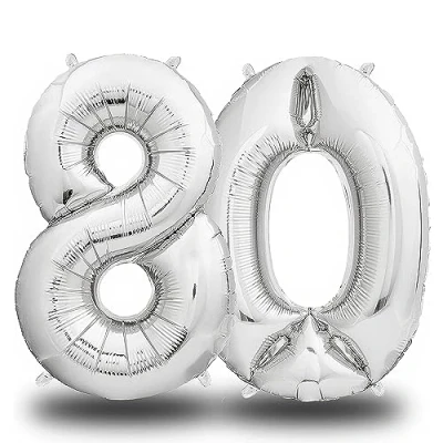 Immagine di envami® Palloncini Compleanno Argento 101 CM Palloncino Numero Numeri Gonfiabili Decorazioni Vola con l&#039;Elio (80 Solo)