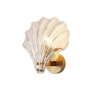 Immagine di MZStech Lampada da pareti a conchiglia con base in ottone e cristallo, Applique cristallo parete (Chiaro)